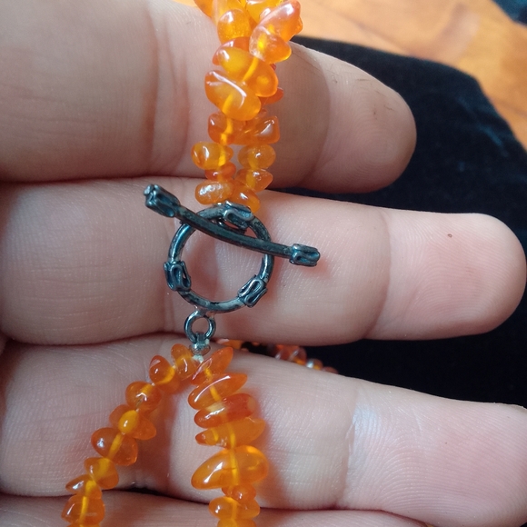 VTG Amber Necklace With Silvre Clasp - Picture 6 of 9